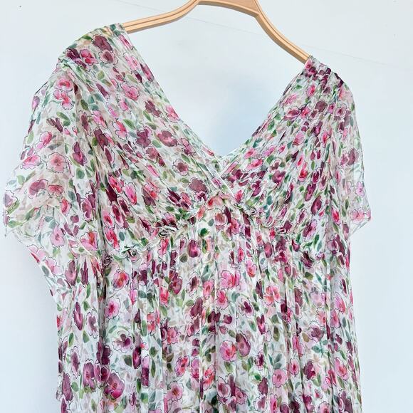 Dolce & Gabbana Authentic Silk Floral Sheer Mini Dress Pink Cottage 4 Fairy 40 - Picture 6 of 12